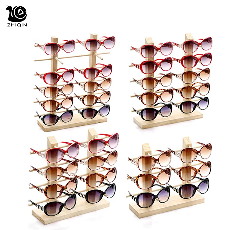 Display Rack Wooden Sunglasses Eye Glasses Stand Holder Organizer 4/5/6 Layers 