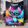 Customized Name Blanket Disney Stitch Print Soft and Warm Blanket Suitable for Home Office Camper Sofa Bed Picnic Blanket Gift 6
