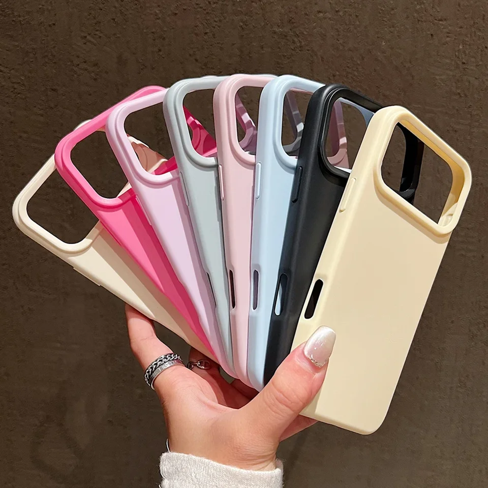 Sleek Silicone Shockproof Fashion Phone Case - Solid Color Bumper Back Cover