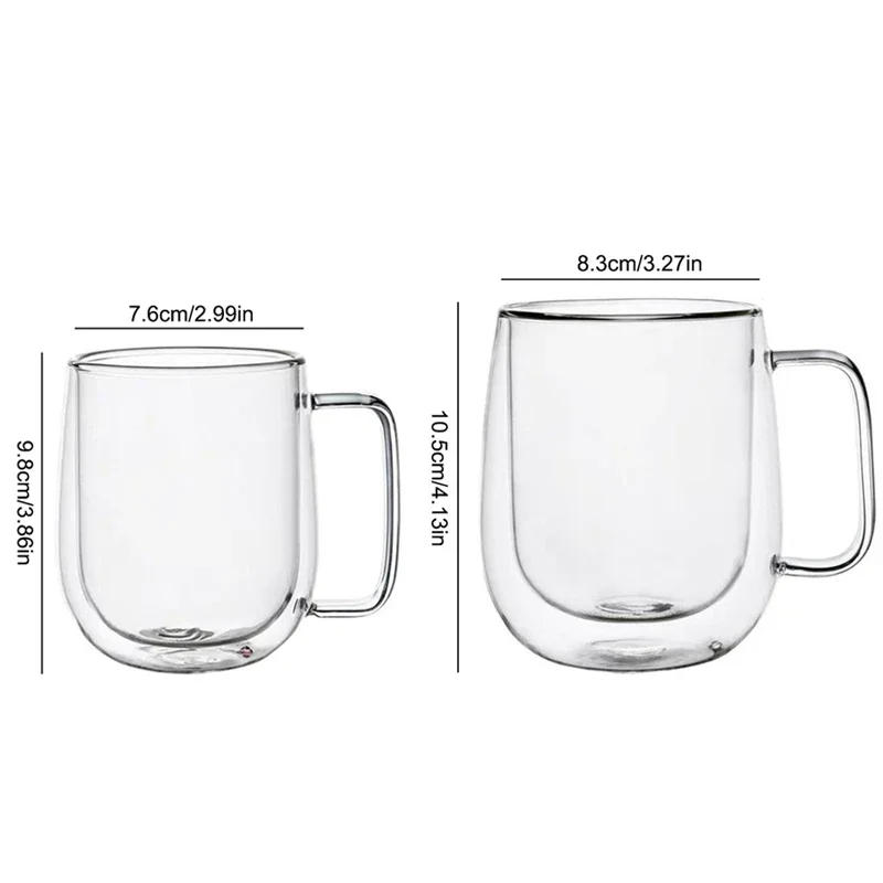 Glass Mug 150-350ml Heat Resistant High Borosilicate Double Wall Coffee Cup with Handle Milk Water Cup Clear Gift