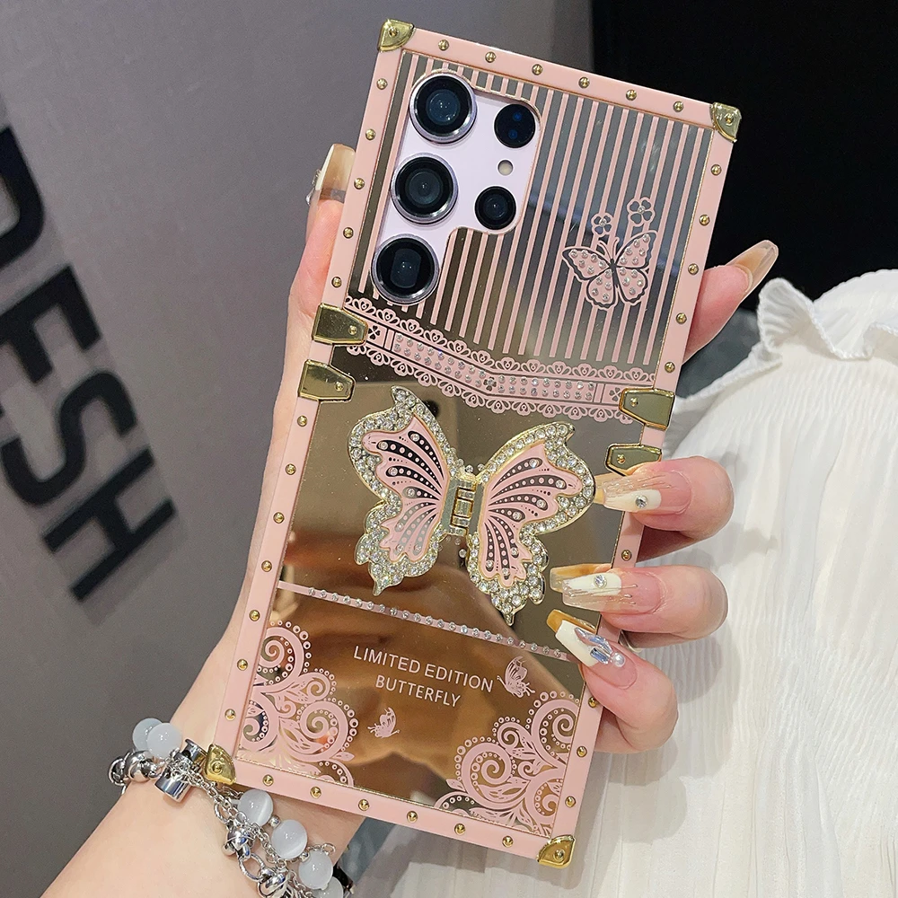 Luxury Butterfly Bracket Diamond Phone Case Cover