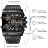 Fashion Big Dial Men's Quartz Watch Casual Leather Band Male Sports Watches 6