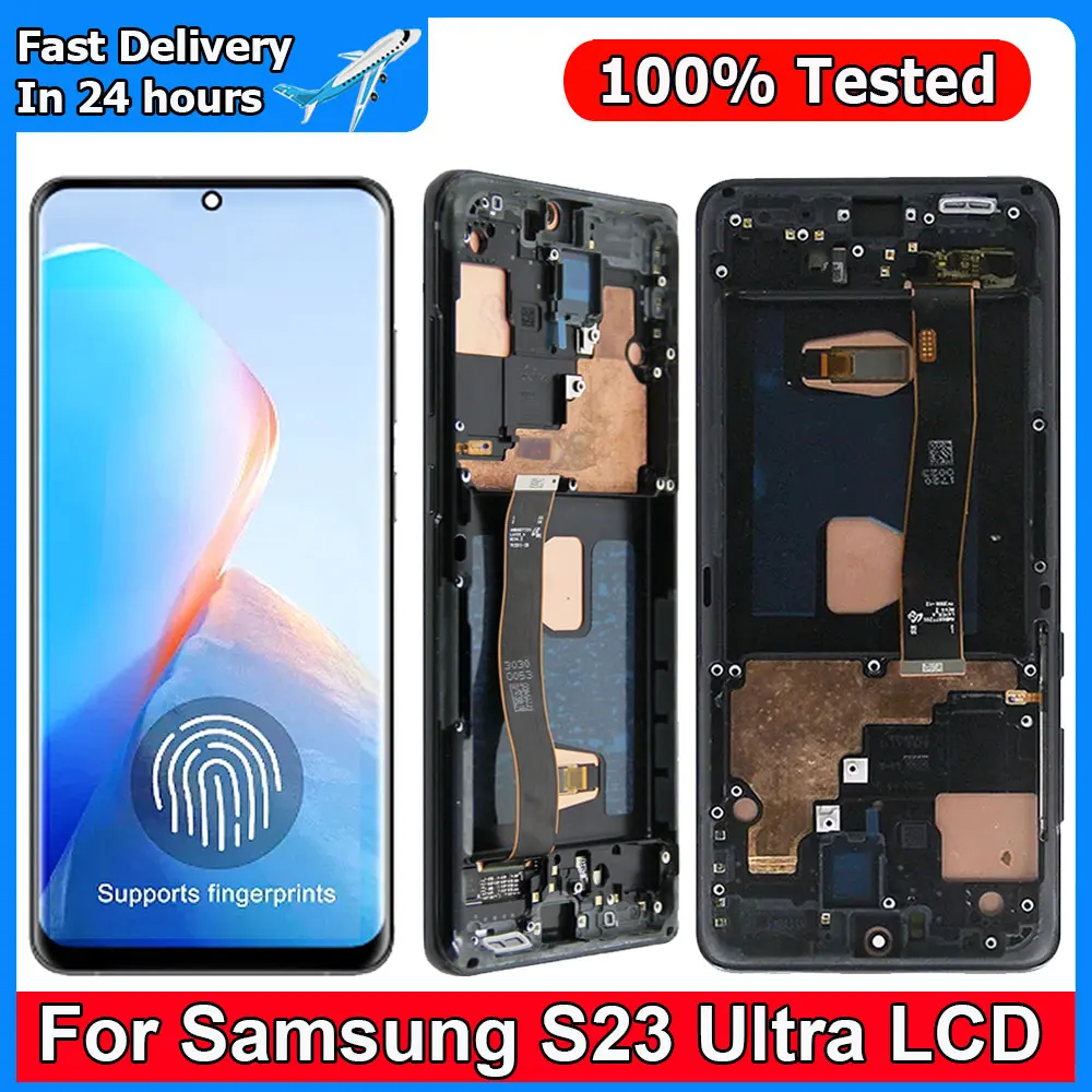 Amoled S20 Ultra Screen Display Con Cornice, Per Samsung Galaxy S20 Ultra G988B Display Lcd Touch Screen Digitizers Con Cornice