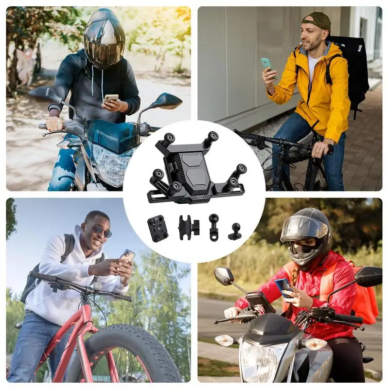 Motorcycle Phone Mount Alloy Shock-Absorbing Phone Holder With 360 Degree Rotatable Cycling Phone Stand Multifunctional