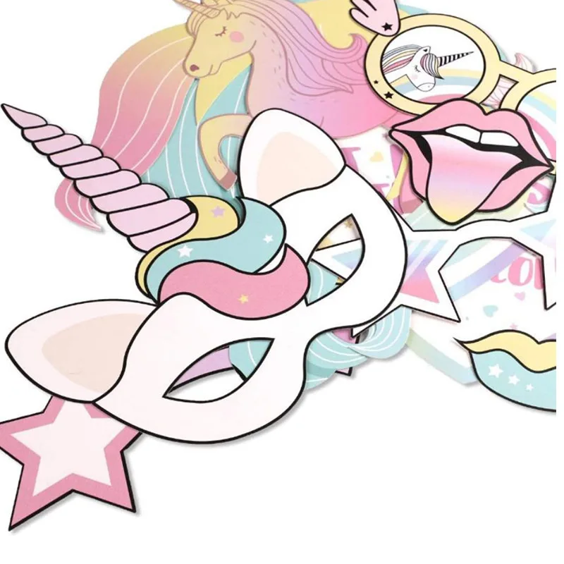 Party Photo Props Halloween Decoration Props 29pcs Unicorn Photo Booth Props For Girls Kids Unicorn themed birthday party Decorations