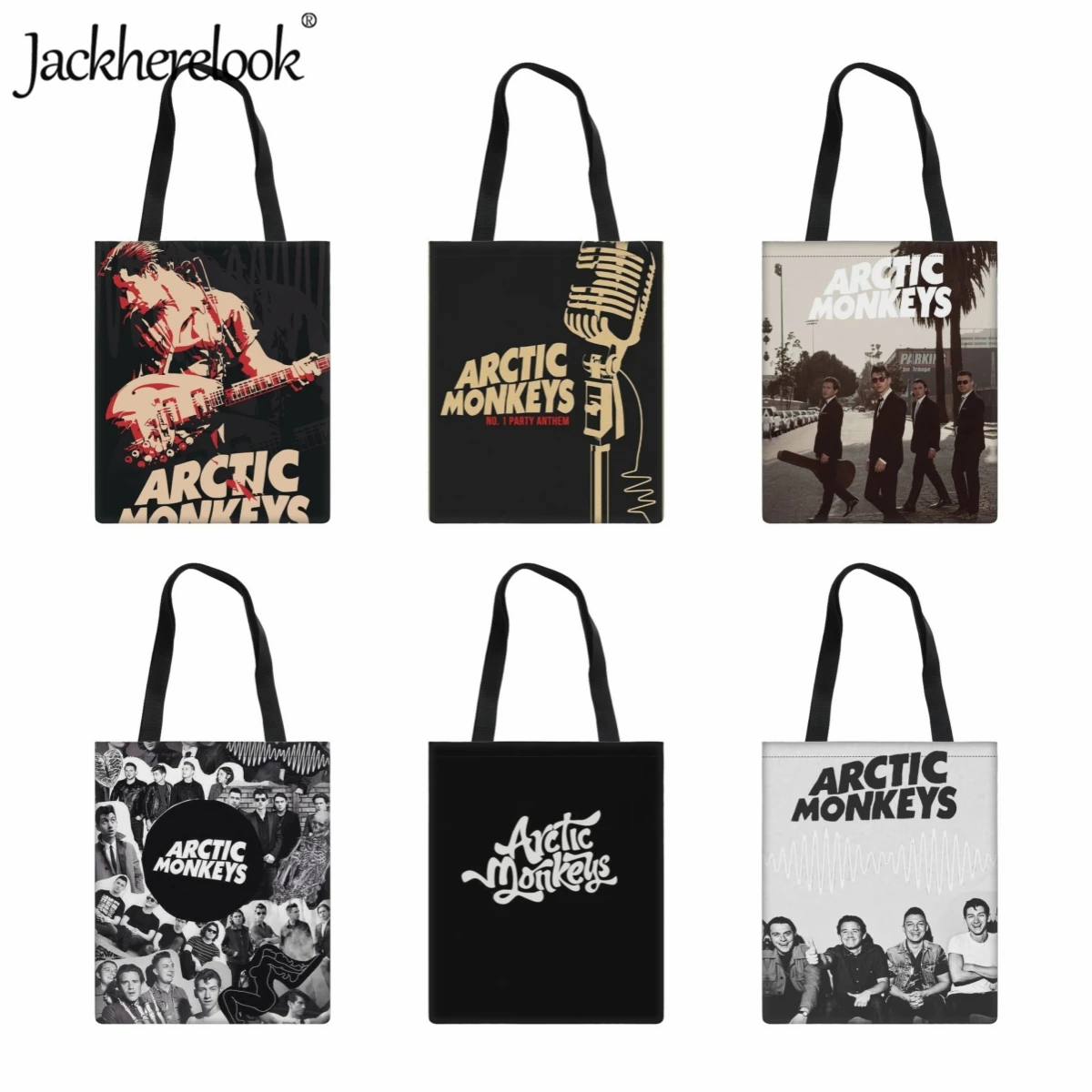 

Jackherelook Arctic Monkeys Sound Wave Rock Band Women Shopping Canvas Shopper Classic Large Capacity Handbag Shoulder Bag Tote