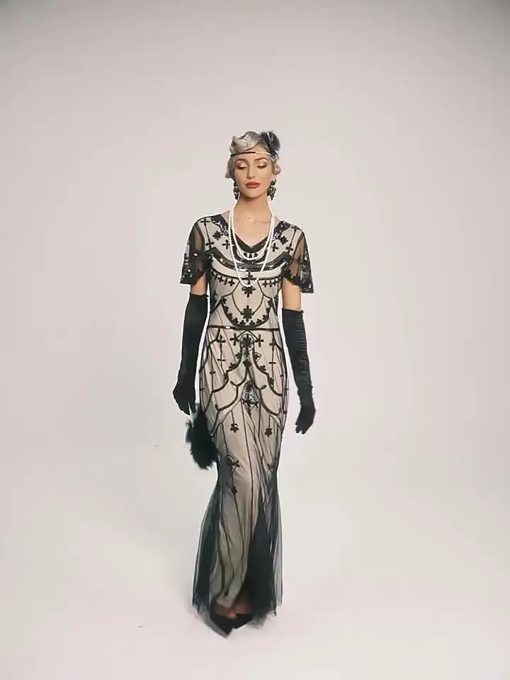 New Arrival Mermaid Costume 1920s Flapper Gatsby Flapper Gatsby Dress Long  Wedding Party Long Evening Maxi Cocktail Dress Gown