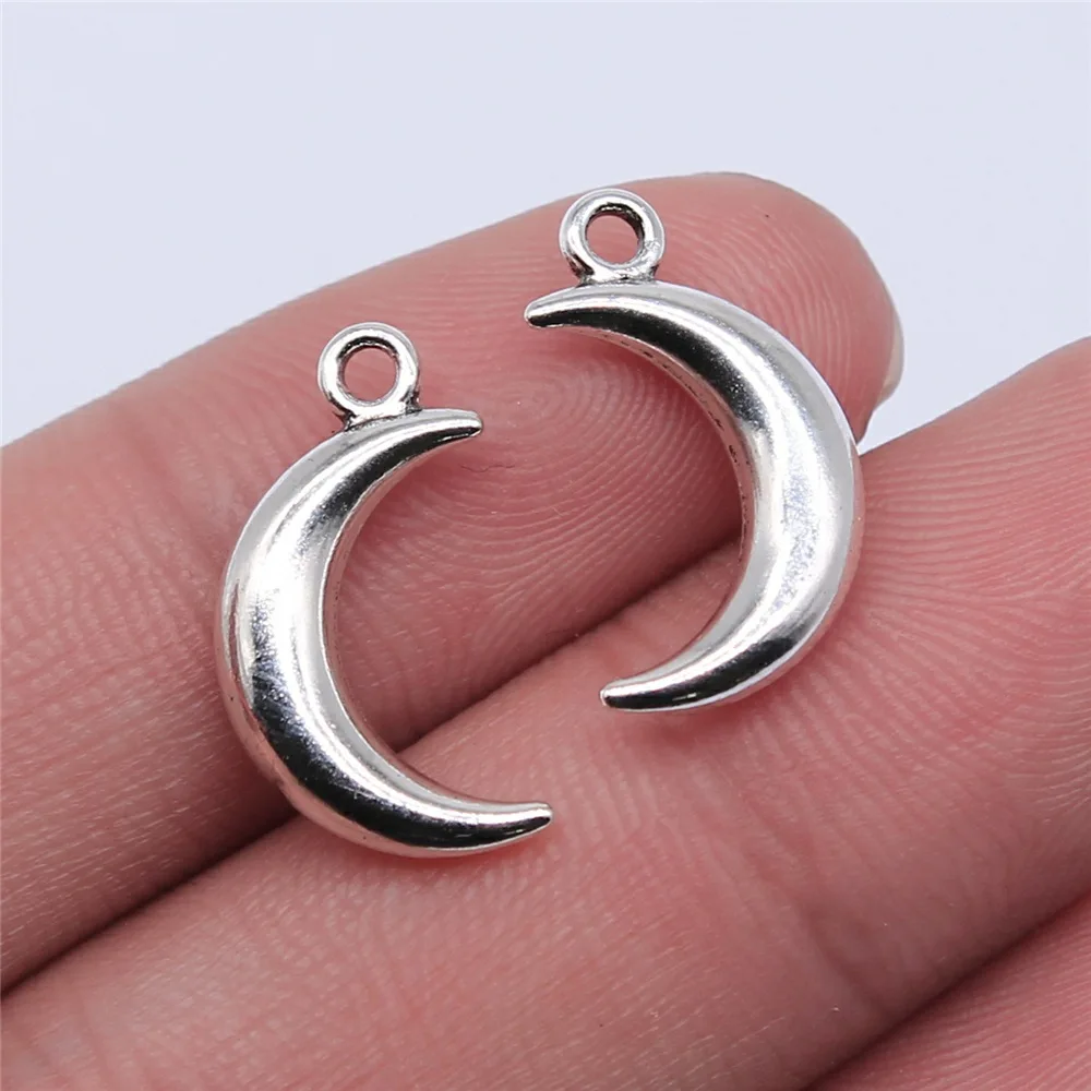 10pcs Moon Charms For Jewelry Making Antique Bronze Silver Color Pendants Making DIY Handmade Tibetan Finding Jewelry 