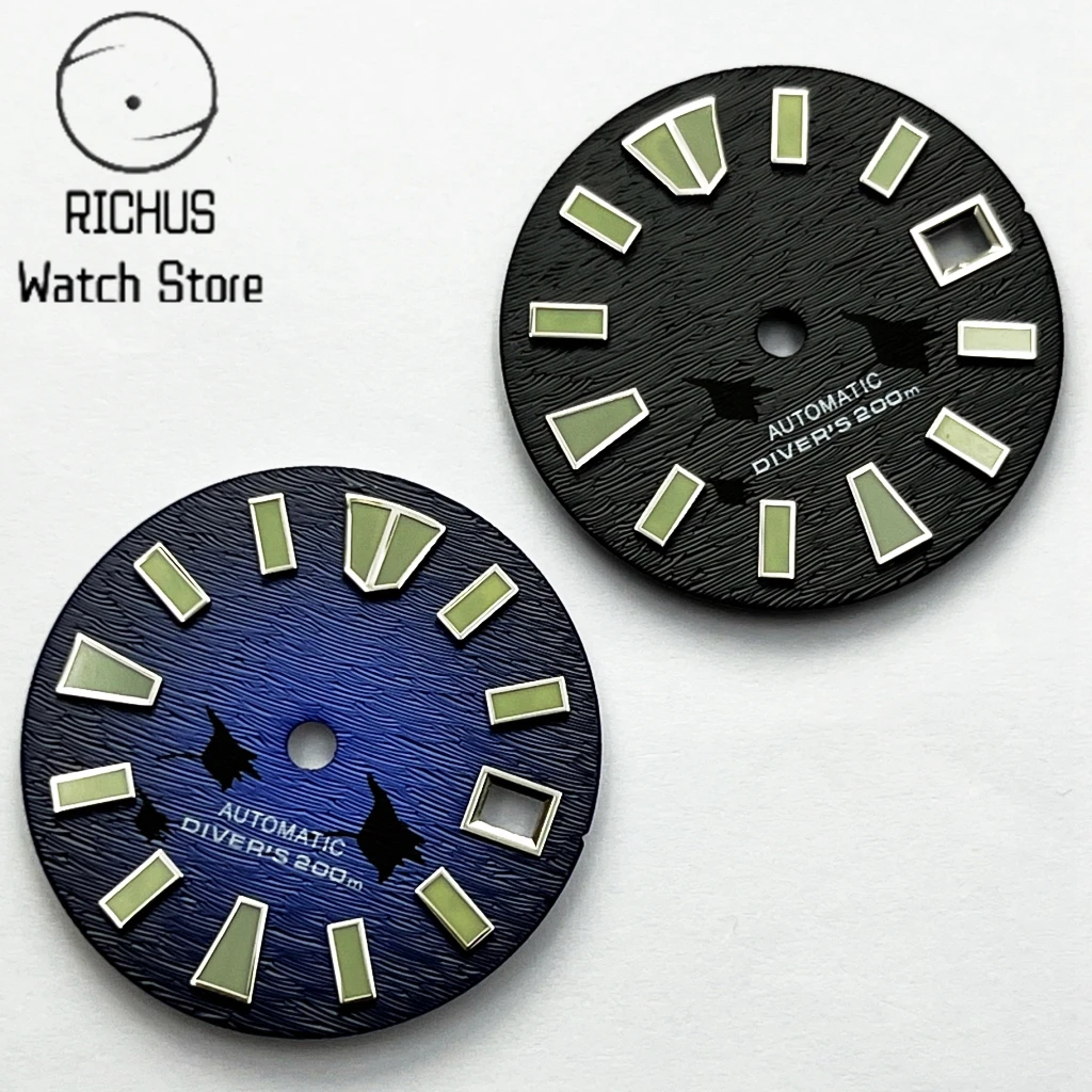 NH35 29mm Dial Sterile Watch Dial Green Luminous Automatic Movement Watch Assembly Parts Fit NH35 3/3.8 O'clock Crown