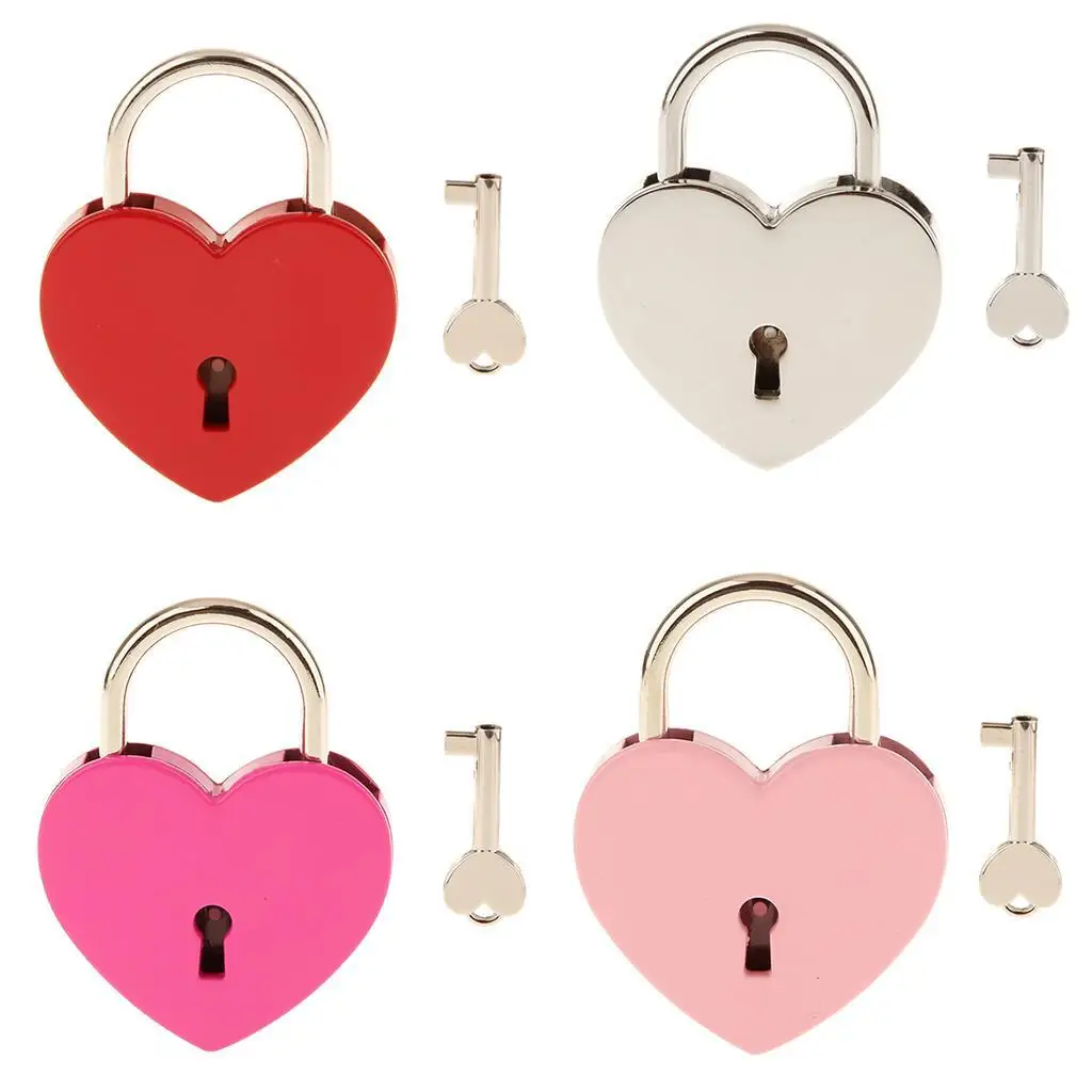 

Vintage Personalized Heart Shape Padlock w Key Travel Locker Set - Peach L