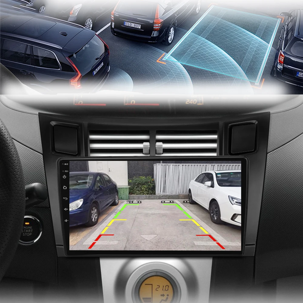 Reproductor Multimedia con Android y navegación GPS para Toyota, Radio de coche 2 Din con Carplay, 4G + 64G, navegador, para Toyota Yaris 2007, Fascia, 2005 - 2012