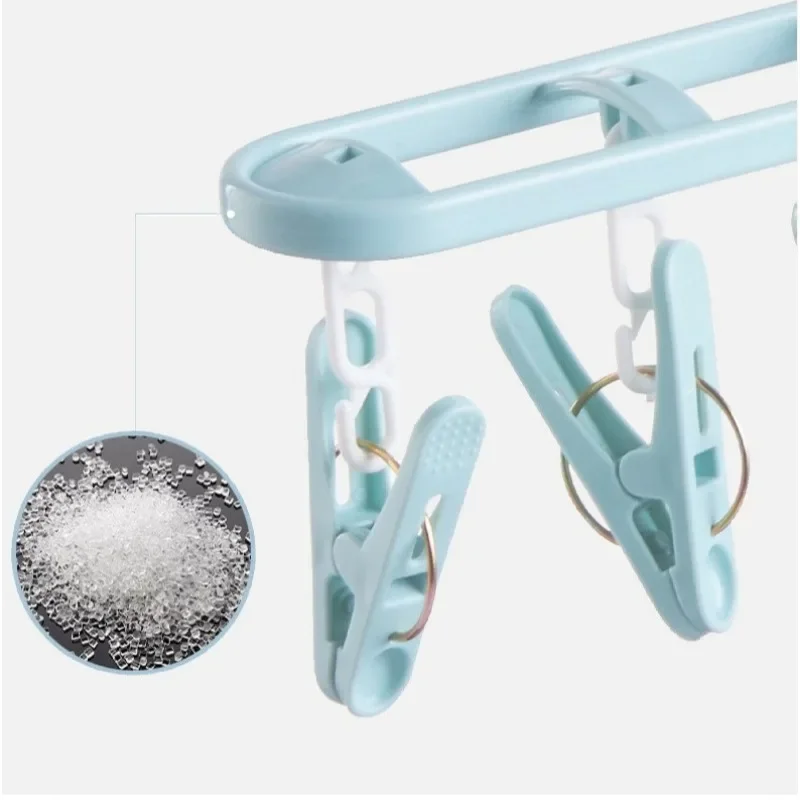 Collapsible Clothes Drying Rack Travel Shirt Socks Hangers with Clips Foldable Pants Clothes Hangers Closet Organizer 5