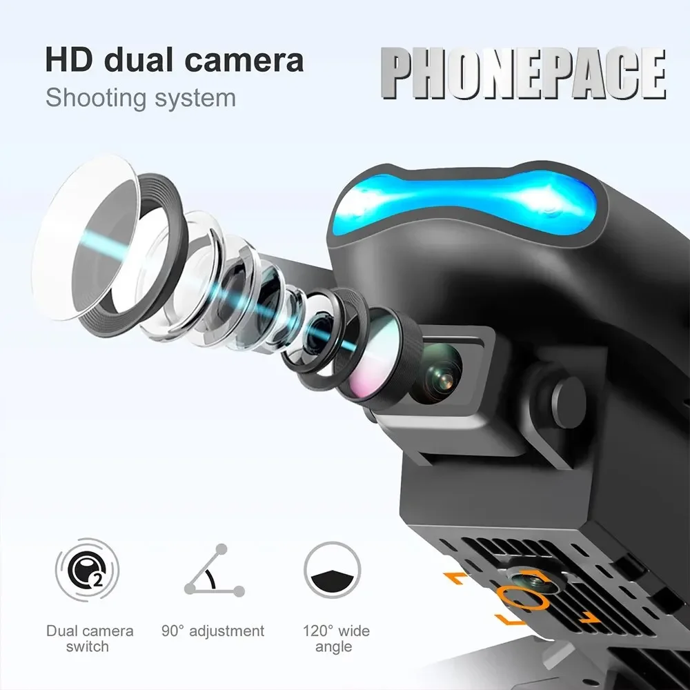 Drone E99 4K avec caméra, stabilisation altitude, télécommande, noir