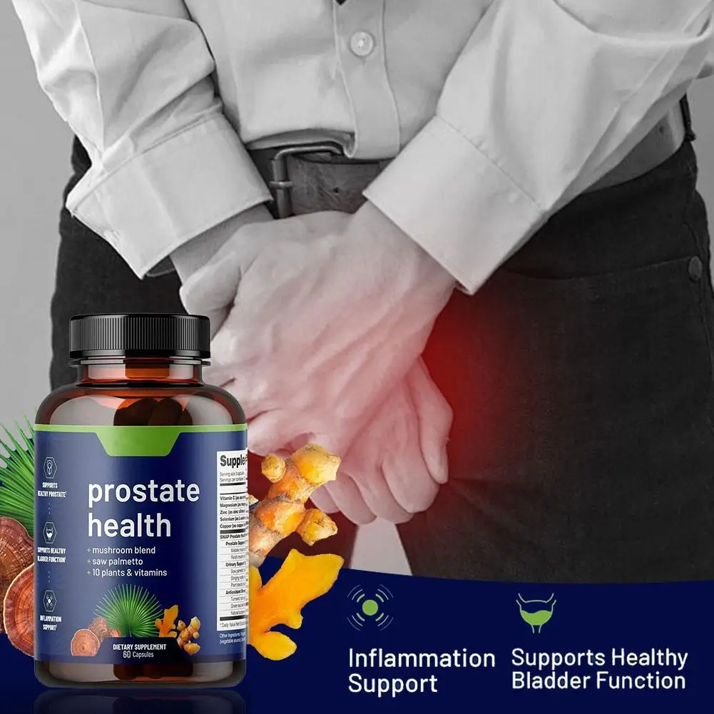 2 Bottles Saw Palmetto Prostate Capsules Urinary Tract Health Frequent Urination Bladder Support For Men's Prostate Health