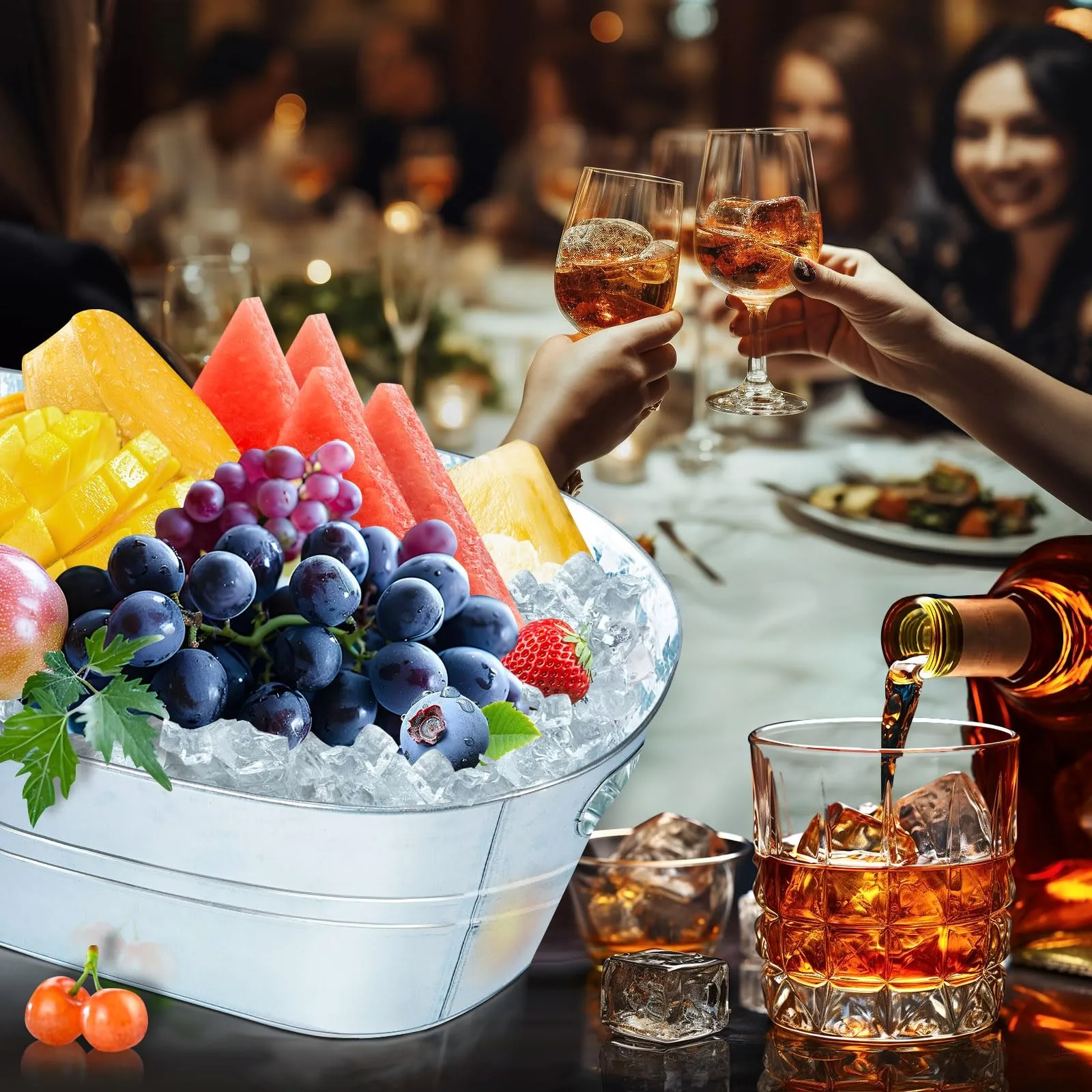 Galvanized Metal Ice Buckets 4 Gallon Large Ice Buckets For Parties Wine Beverage Tub With Carry Handle For Coolings Supplies