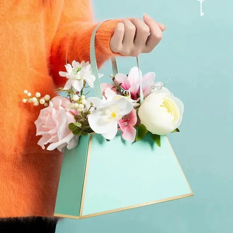 Wedding Party Valentine's Day Rose Flower Gift Box Carry Bag Flower Box Portable Bouquets Packaging Basket Storage Party Gift Bags Gift Boxes Flower Bags