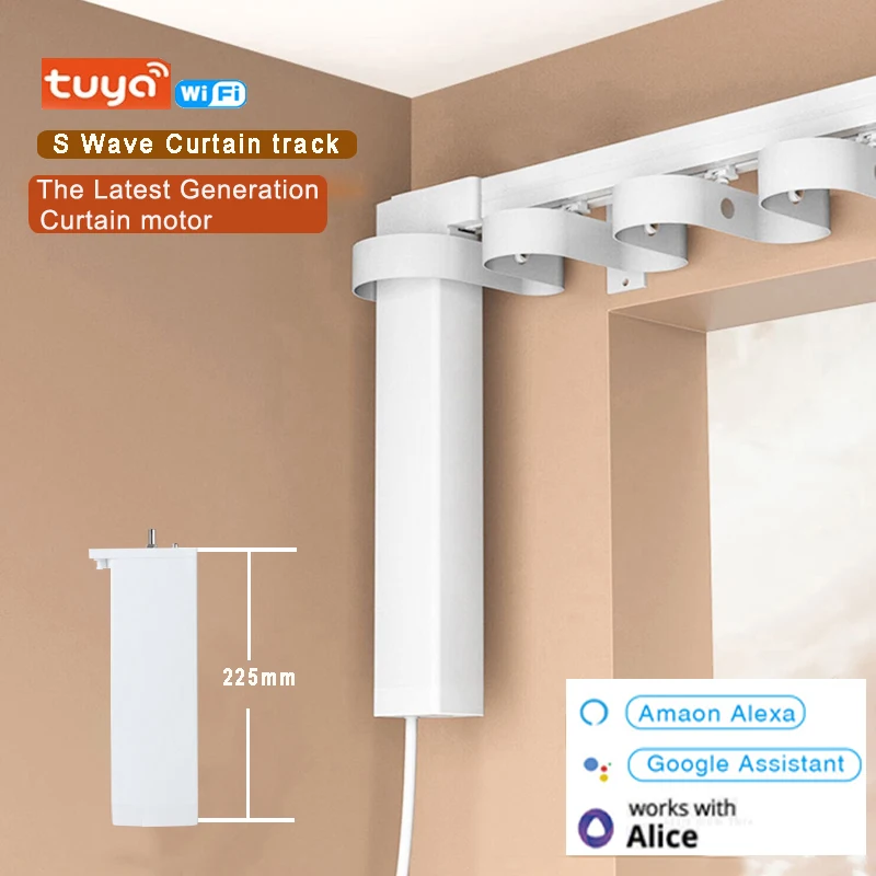 Tuya Ultima Generazione Wifi Smart Curtain Motor S Wave Ripple Fold Curtain Track Cornicione Rail Rod Funziona Con Google Alexa Alice