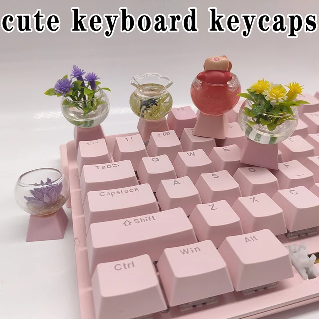 Teclas personalizadas para teclado mecánico, accesorio bonito de Anime,  púrpura, rosa, Kawaii Cherry Mx Esc Artisan