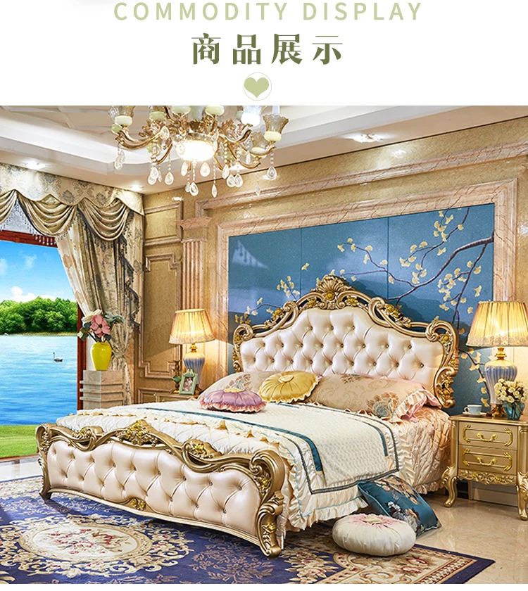 Description Picture 4 of itemLarge Princess Master Bedroom Set Double Villa High Luxury Human Bedroom Set Wooden Sleeping Letti E Mobili Nordic Furniture