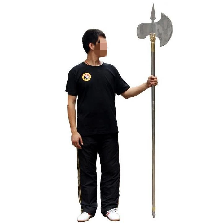 Wushu Long Handle Axe Kung Fu Axes Cinema Decoration Metalworking Craft