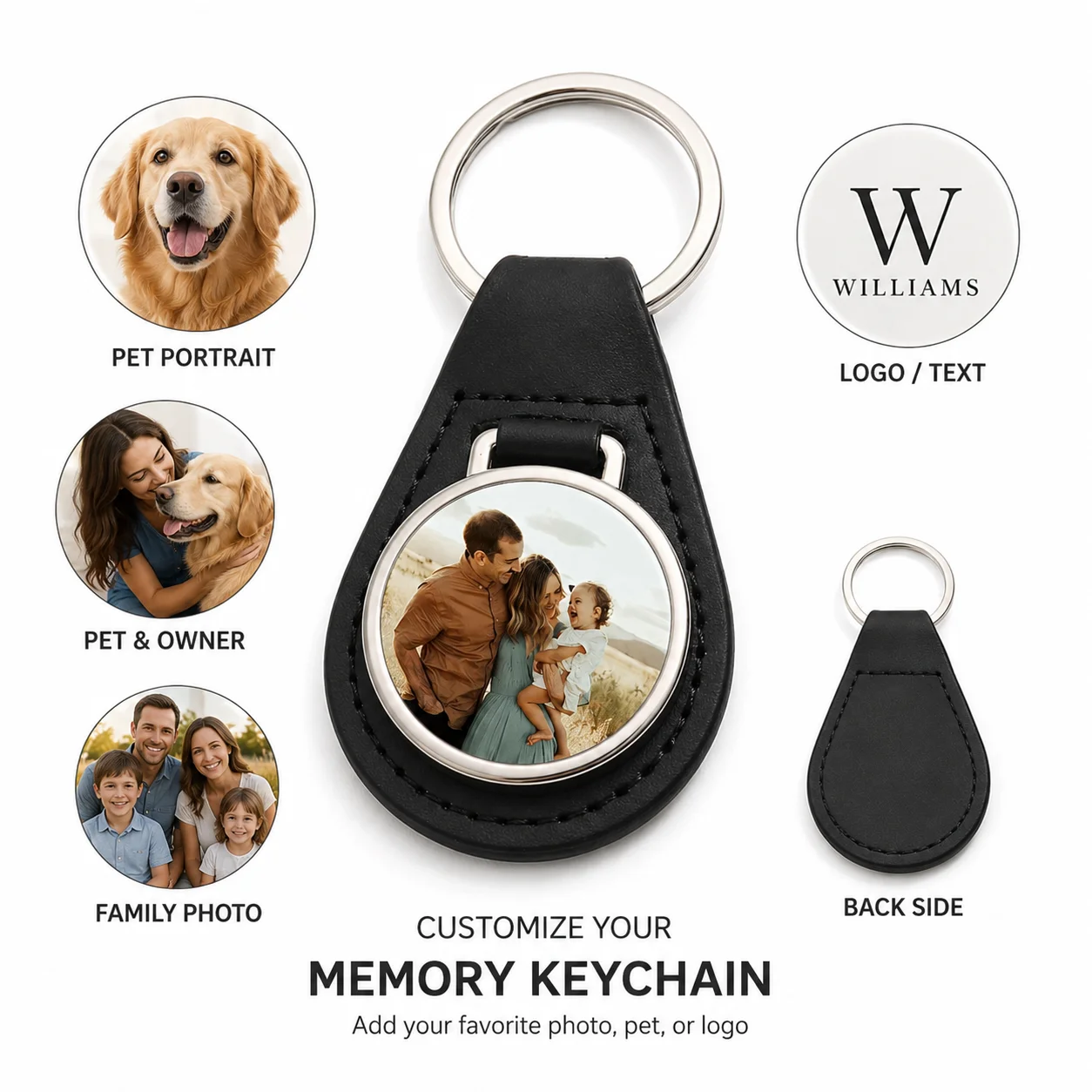 Custom Leather Photo Keychain – Unique Keepsake Jewelry Gift