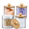 3pcs Swabs Holder Bathroom Container, Storage Box Cotton Ball/Swabs Dispenser, Apothecary Jar Organizer for Storage Wood Lids 3