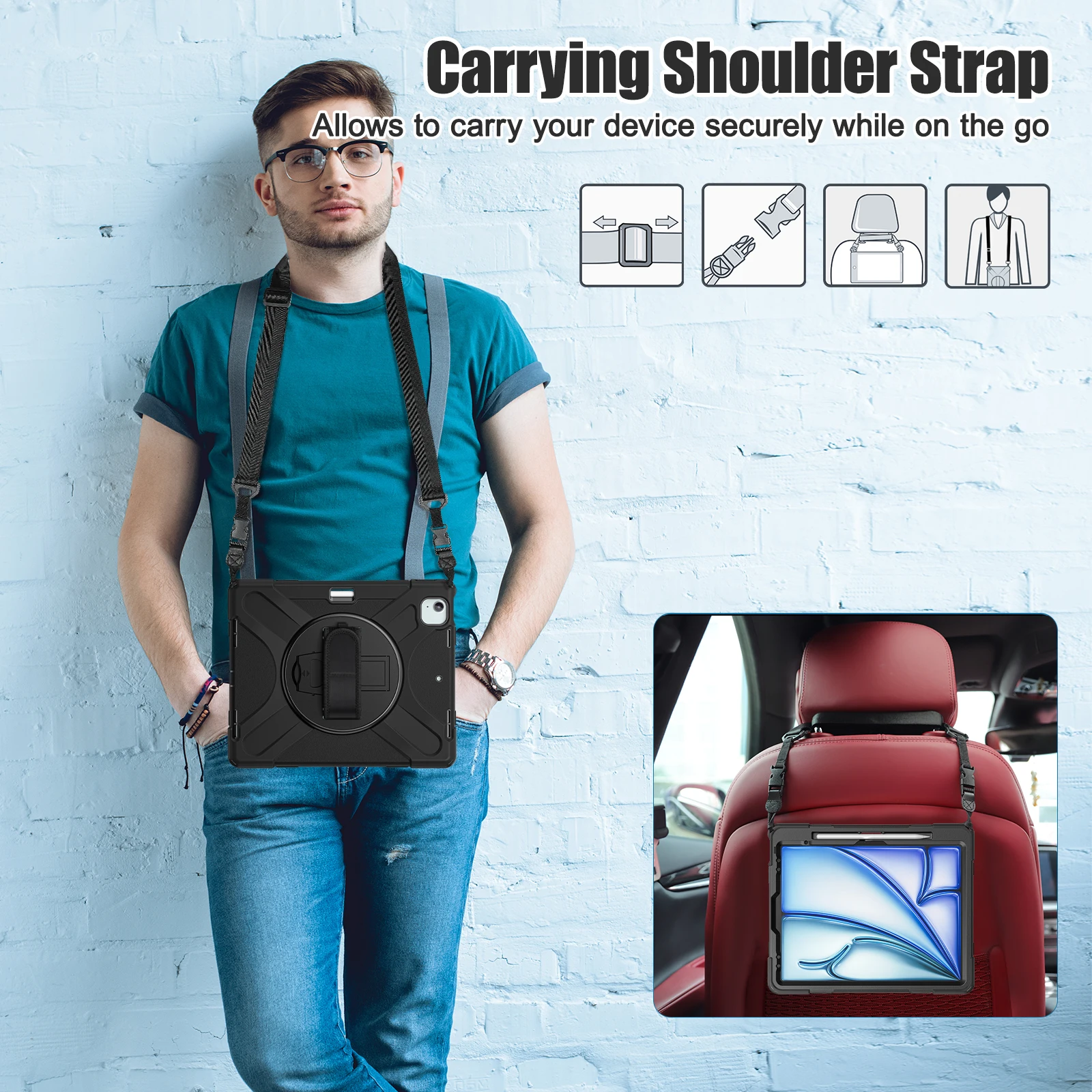 Enhanced Tablet Cover with Hand and Shoulder Armor Case