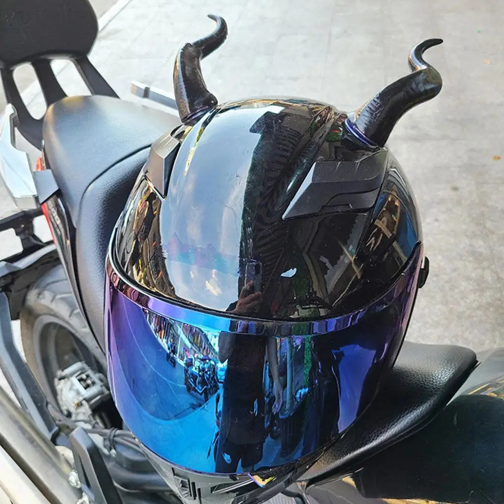 

Creative Personality Motorcycle Electric Helmet Decoration Devil's Accessories Motorbike Horns Helmet Stickers Cosplay Styl I1V2