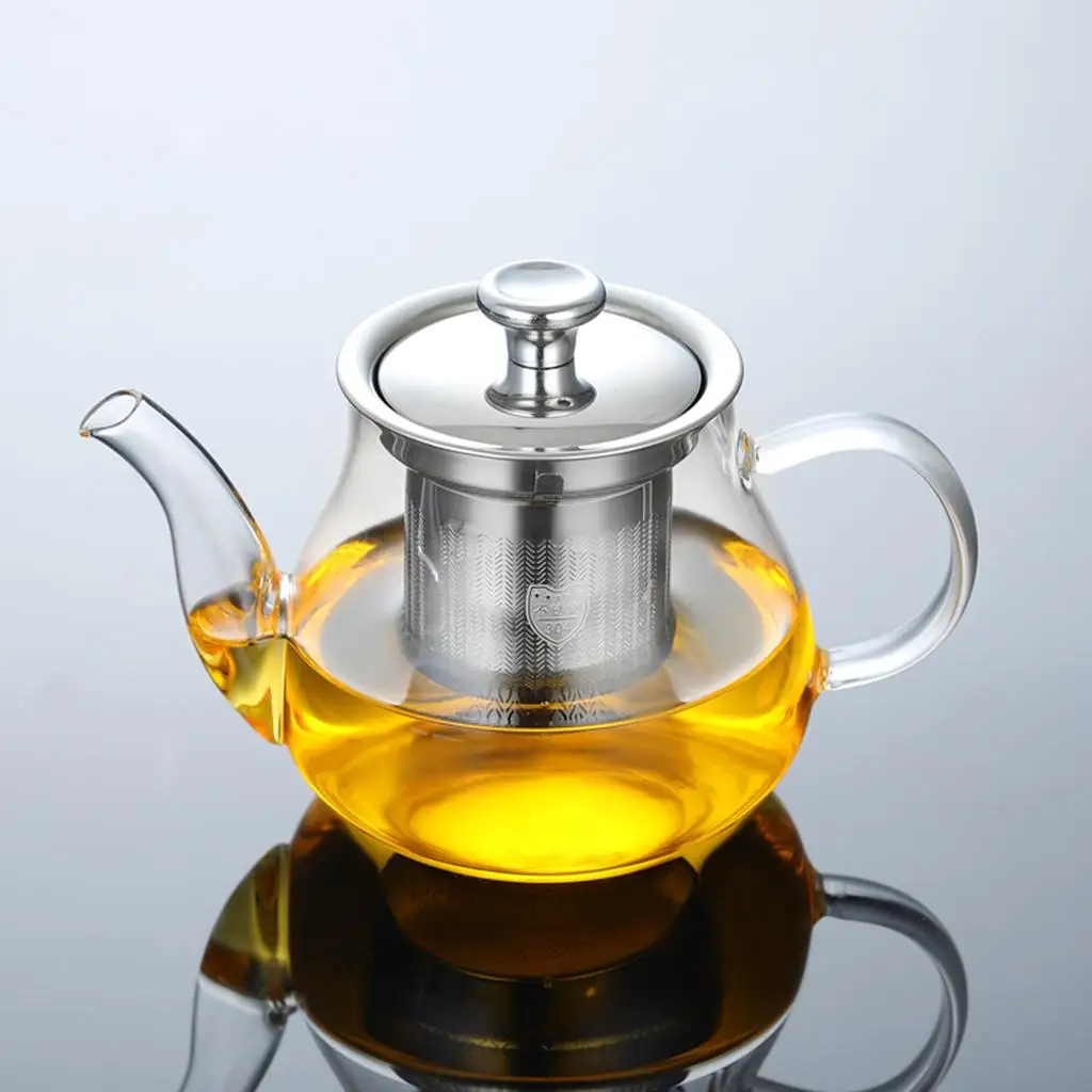 800ml Clear Hand Blown Glass Tea Kettle Stovetop Safe Household