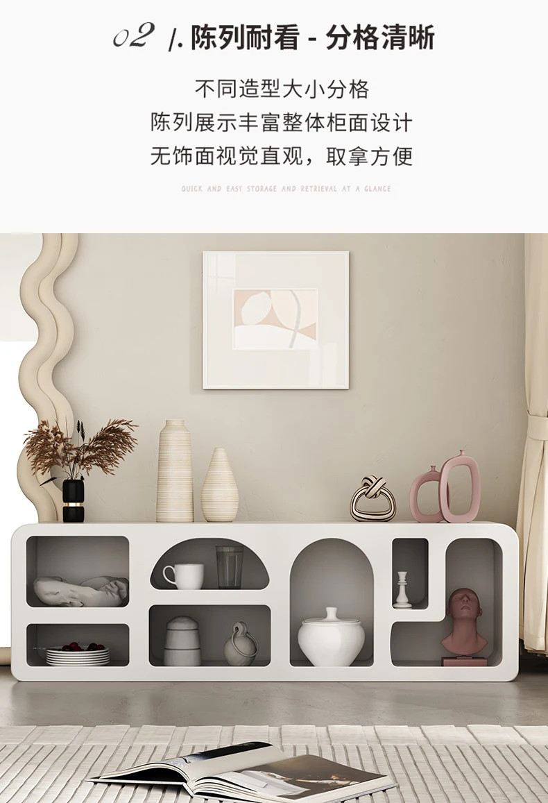 Description Picture 5 of itemWhite Living Room TV Cabinet Curio Display Storage Cabinet Cave Locker furniture vitrina  comodas con cajones  muebles de baño