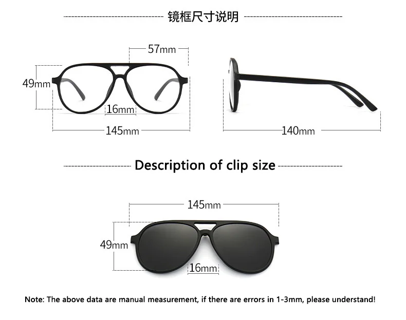 Doppel Strahl Polarisierte Sonnenbrille Männer Frauen Magnetische Clip Auf Gläser TR Optische Verordnung Brillen Rahmen Magnet Clips Retro – Detail 10