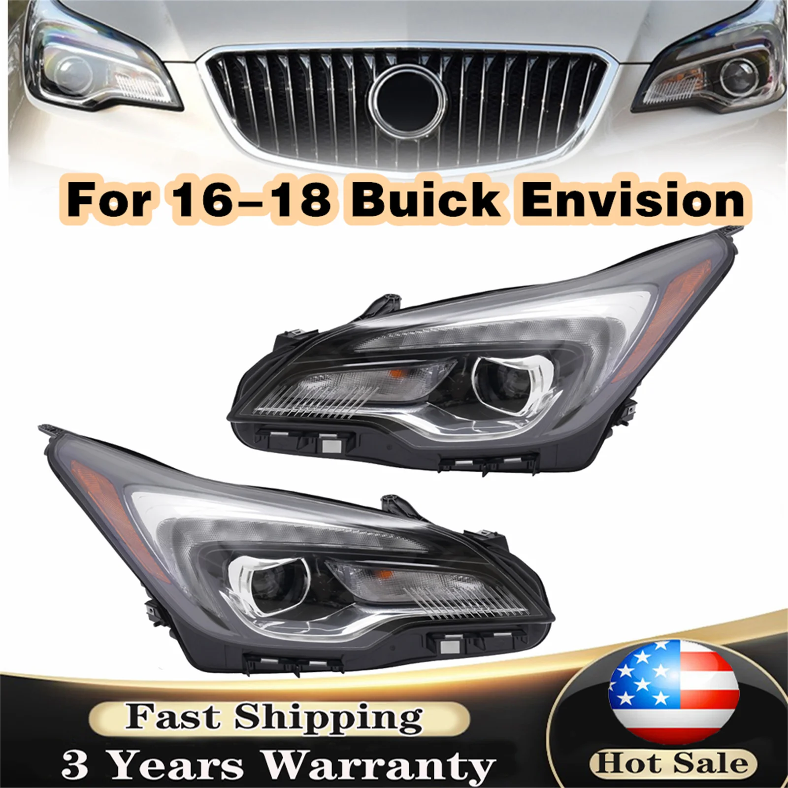 

LED Headlights Headlamp Assembly For 2016-2018 Buick Envision Halogen Headlight LED DRL Headlamp Pair or Left or Right Side