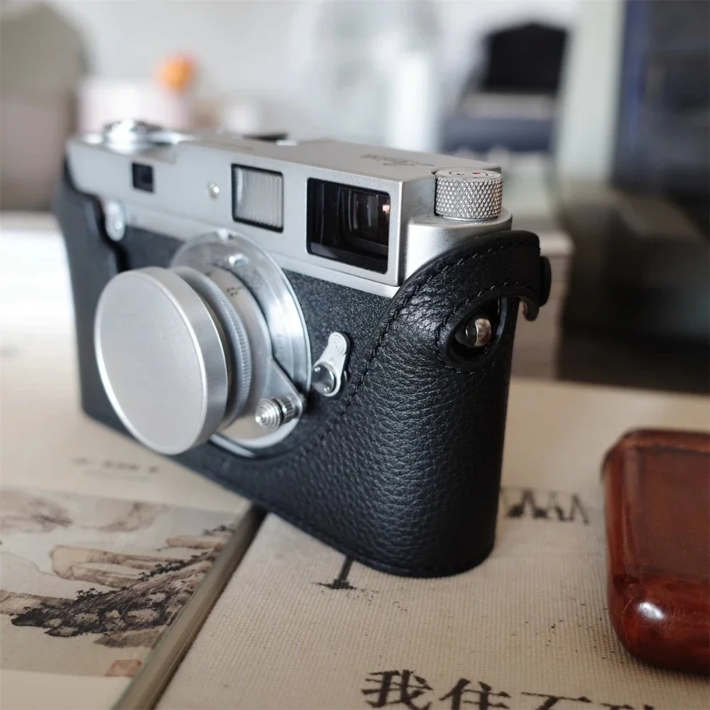 Real Cowhide Camera Bag Protective Case Camera Cover Bodysuit Handmade Genuine Leather Bags for Leica M6 Accessories camera storage case