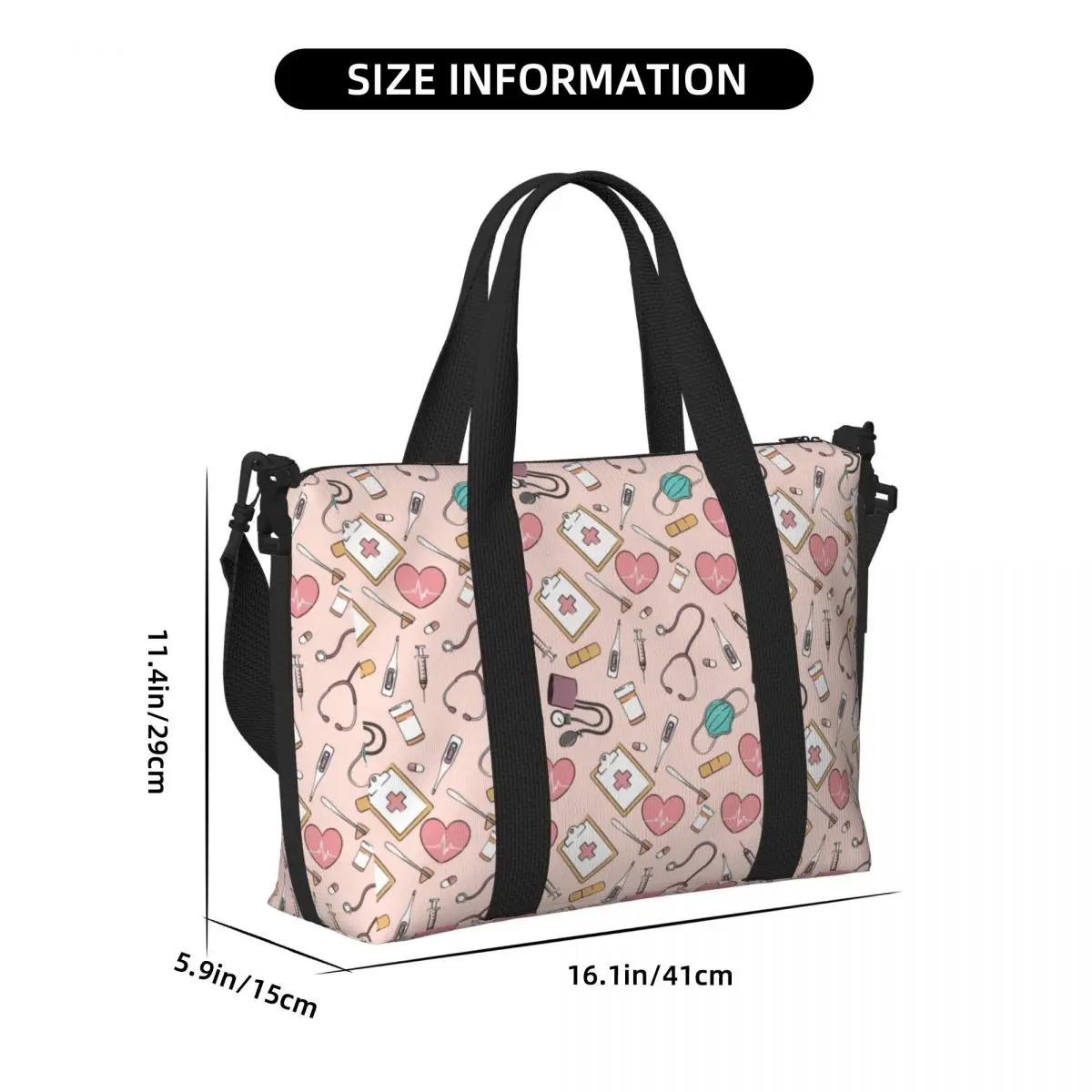 Custom Funny Nurse Pattern Grocery Tote Shopping Bag Women Big Capacity Health Nursing Beach Gym Travel Bags 4