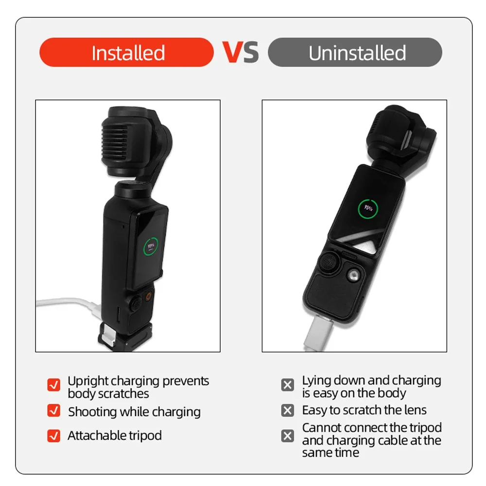 Camera Charging Base for DJI OSMO Pocket 1/4 Mount Adapter