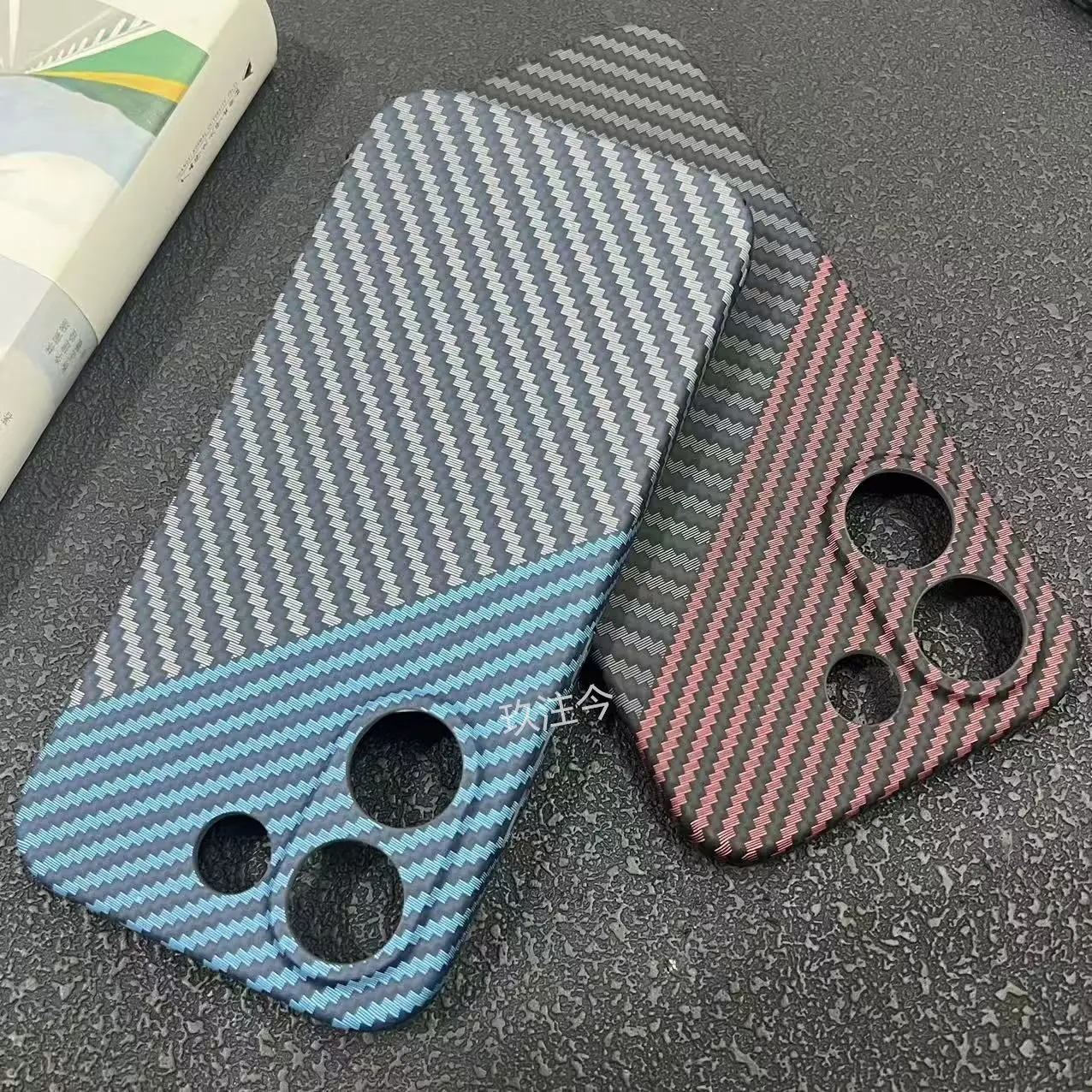 Enhanced Carbon Fiber Stripe Acrylic PC Hard Case - Shockproof, Skin-Friendly Feel
