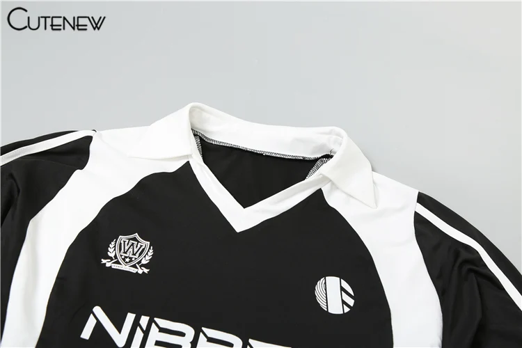 Casual Women Sweatshirts Panelled Letter Print Lapel Stripe Oversized Track Tops Female Basic Autumn New Streetwear Tees