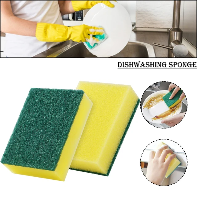 10pcs Dish Scrubber Sponge Plate Scouring Pad Reusable Dishwashing Sponge