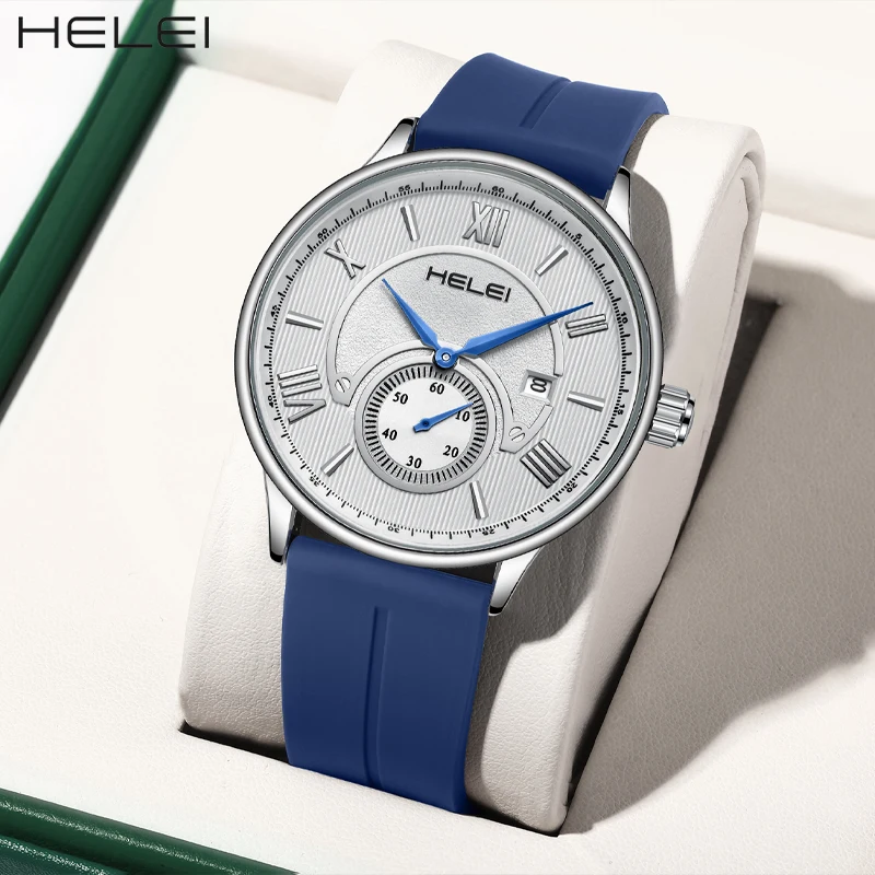 HELEI Men's Business Quartz Watch Luxury Leather Watch Ancient Rome Digital Dial Ultra Thin Quartz Watch Gift For Men