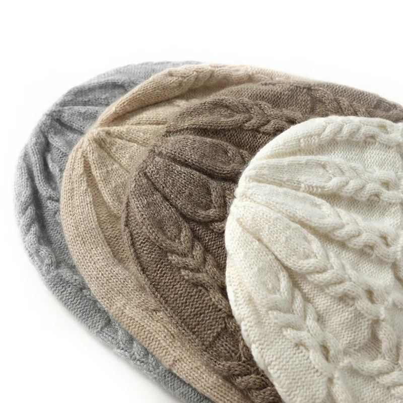 

Female Hat 100% Wool Solid Warm Soft Knitted Hats Spring And Autumn Women's For Casual Hat Fashion Cashmere Caps
