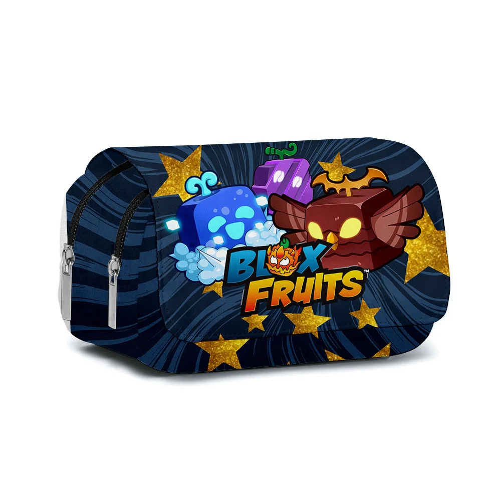 

ROBLOX Game Blox Fruits Double-layer Flip-top Pencil Case Children's Stationery Box for Primary and Secondary School Students