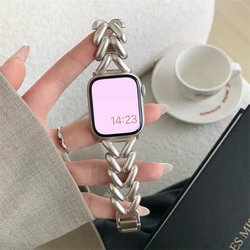 Elegant Metal Love Heart Bracelet - 42mm 44mm 45mm 49mm (Starlight)
