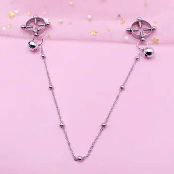 Silver Feminine Adjustable Metal Screw Bell Nipple Clip Chest BDSM Small Bell Adult Fetish Flirting Flirting Couple Sex Toys 3