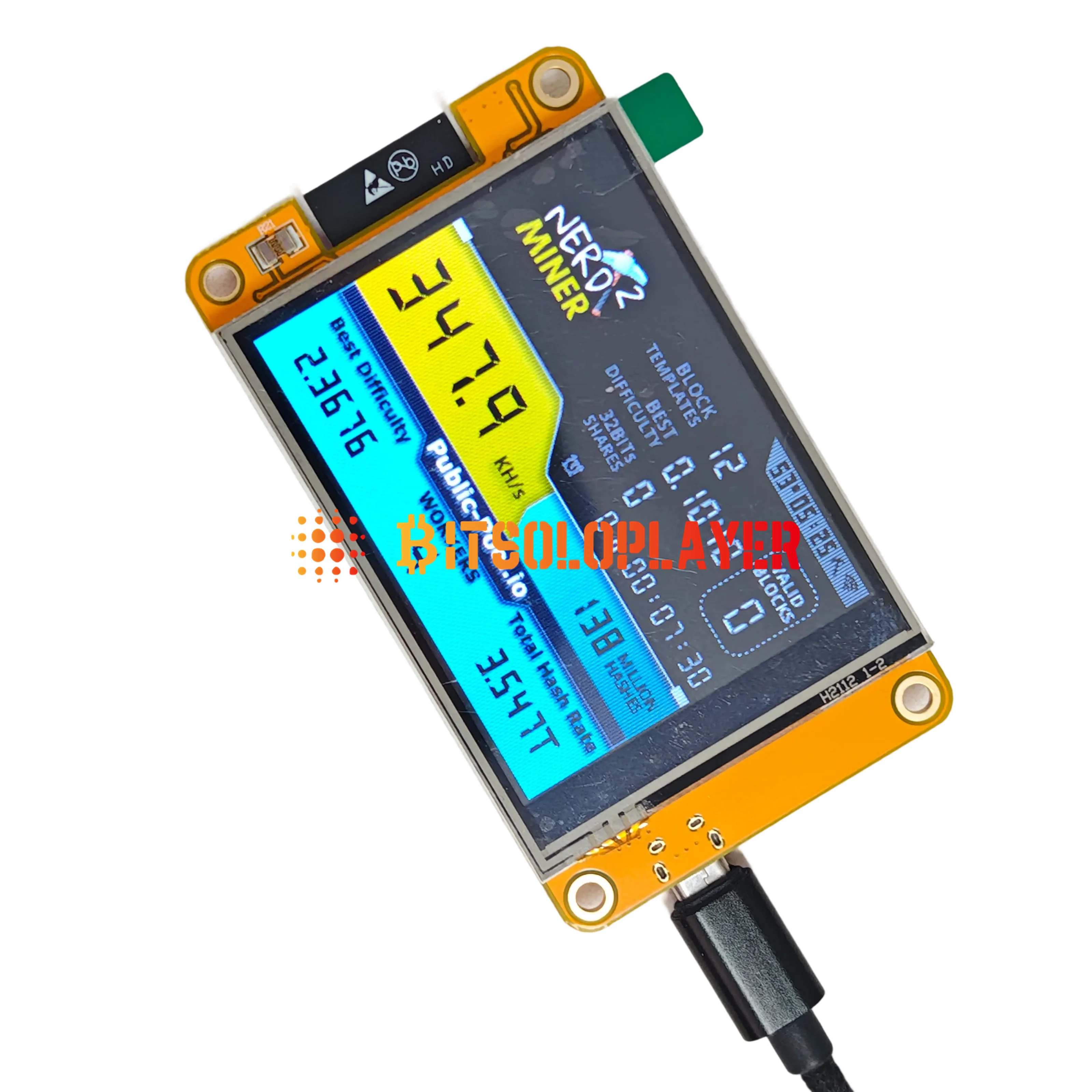 Bitcoin Nerd Miner V2.0 ESP32 2.8인치 스마트 터치 디스플레이 BTC 솔로 마이너 350K/S 당첨 잭팟  비트코인 ​​채굴기
