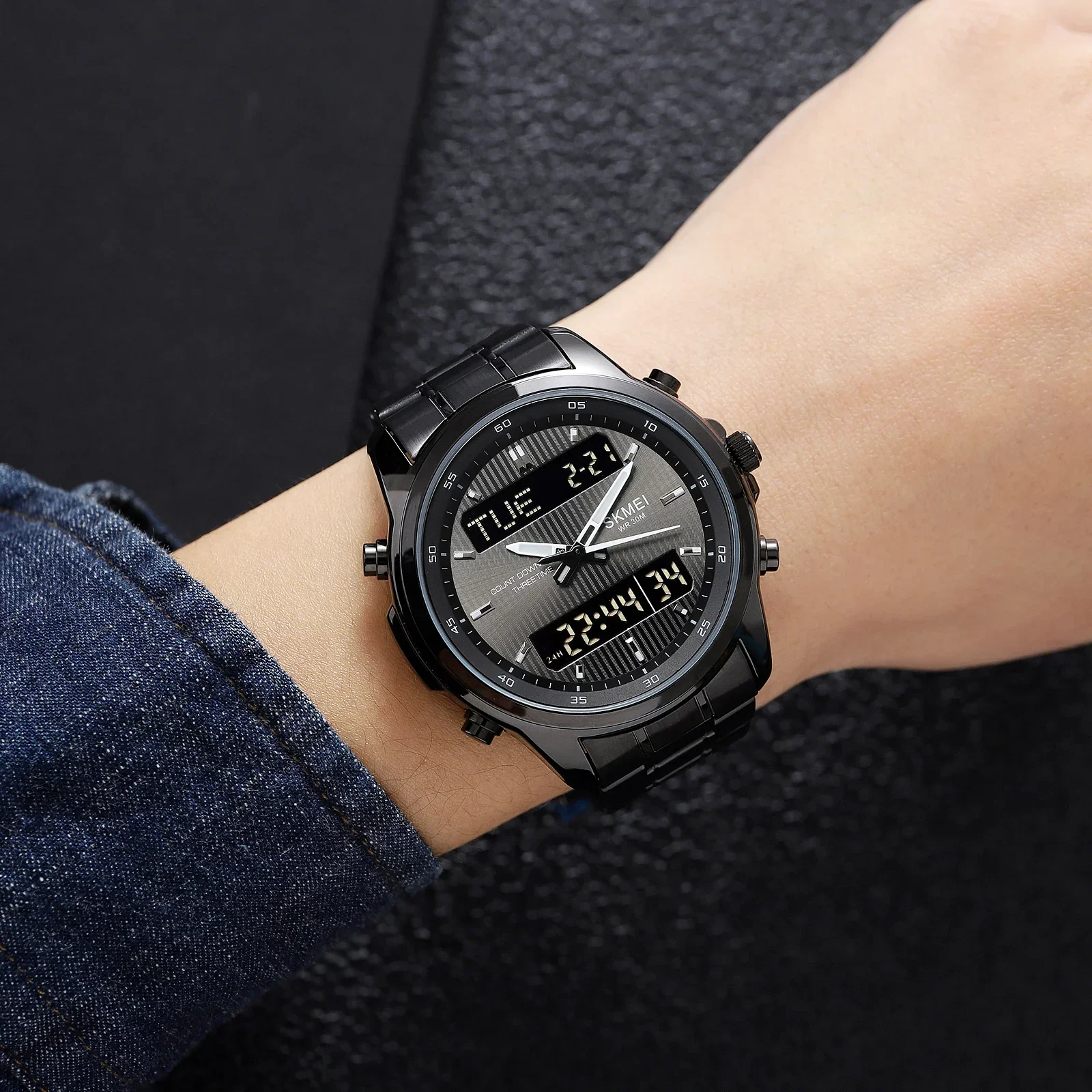 Skmei 2049 Mens Back Light Sport Watch Waterproof Alarm Clock Relogio Masculino 3 Time Countdown Timer Digital Wristwatches 3
