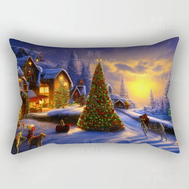 Juste de coussin décorative pour la maison, décor de salon, chambre à coucher, lit, joyeux Noël, hiver, 48x74 cm, 30x50cm, 40x60cm, 50x70cm 2
