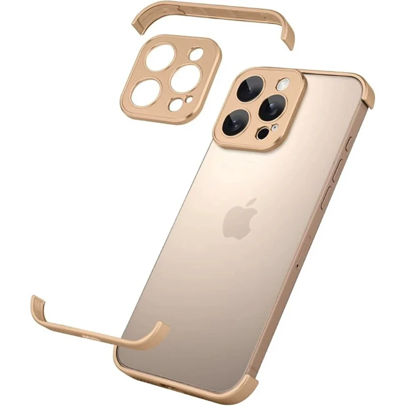 Metal Frameless Bumper Case with Lens Protection and Corner Pads Cover