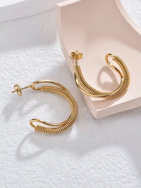 Simple Fashion Stainless Steel Geometric Earrings Unique Design Gold Color Earrings For Women Personalized Party Jewelry Gifts 4