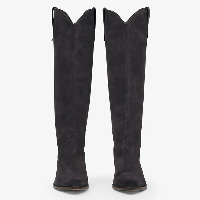 ALIAS MAE Platform Women's Winter Suede Simple Knee Long Chelsea Boots 2023 New Pointed Fashion Boots