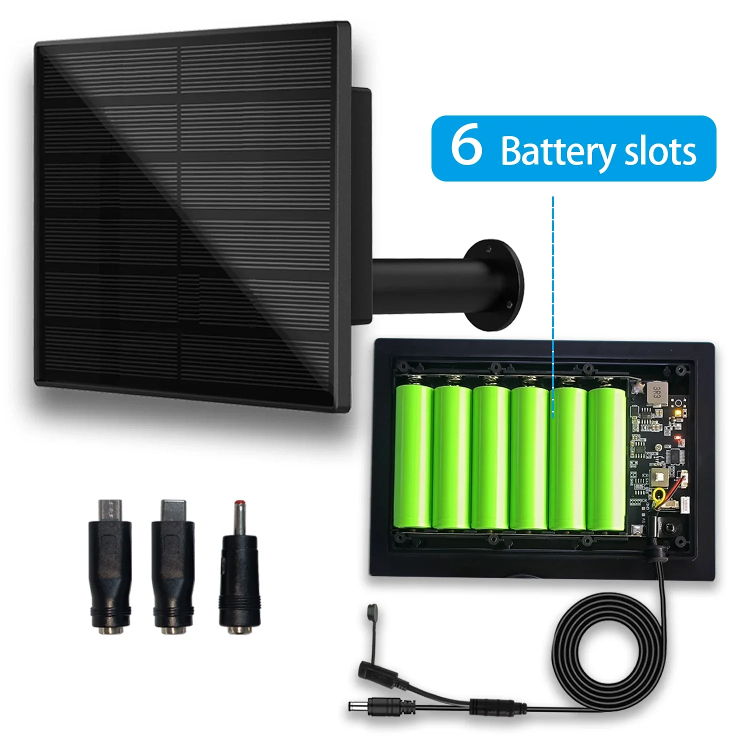แผงโซลาร์เซลล์ 4W กันน้ำ ช่องเสียบไมโครยูเอสบี/ไทป์ซี แรงดันไฟฟ้า 5V ชาร์จแบตเตอรี่ 18650 สำหรับใช้งานกลางแจ้ง สำหรับไฟ LED หรือเซ็นเซอร์รีโมท 1